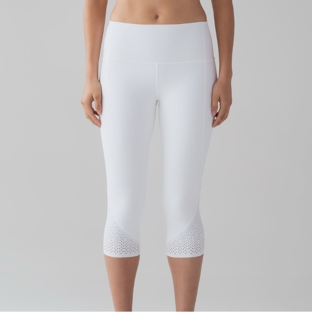 Lululemon Athletica White Perforated Capris
